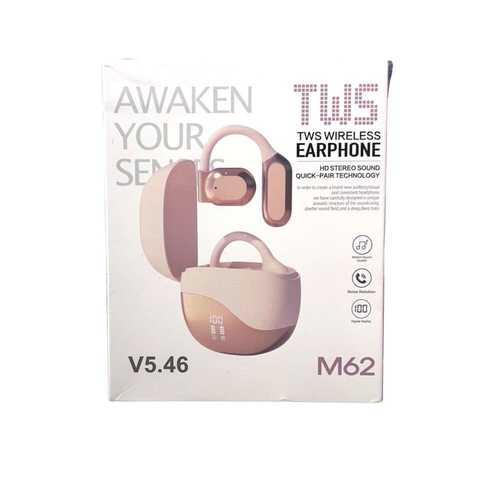 TWS Bluetooth Wireless Earphones, M62 V5.46, open box NWT